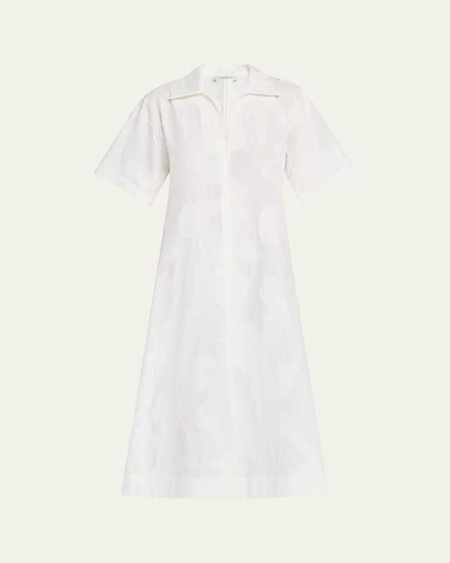 A-Line Fil Coupe Jacquard Midi Dress